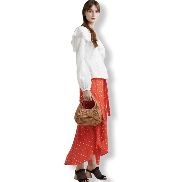 PERSEVERANCE LONDON Red Floral Hi-low Wrap 6 new - Picture 2 of 11